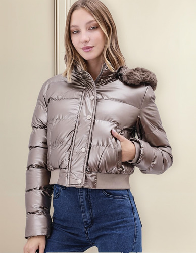 Campera Puffer Abrigada Corta Peluchito