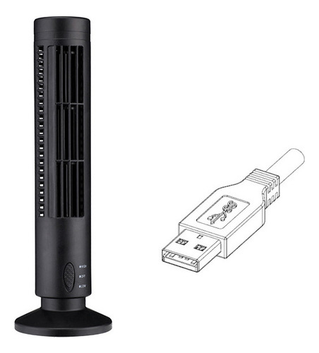 Ventilador Tipo Torre Usb Negro Y Blanco Arno Neole,