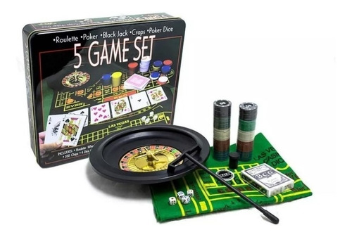 Imagen 4 de 5 de Set De 5 Juegos Ruleta Poker Black Jack Craps Dados Y Dice