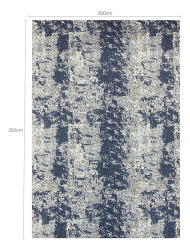 Tapete Azul Mesclado Antiderrapante Algodão Jacquard 200x250