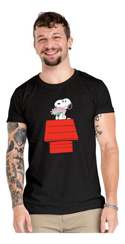 Polera Snoopy Flores Cute Peanuts Algodon Organico Wiwi