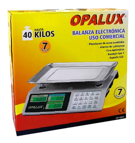 Balanza Digital Recargable Peso Soportado40kg Op-982s Opalux