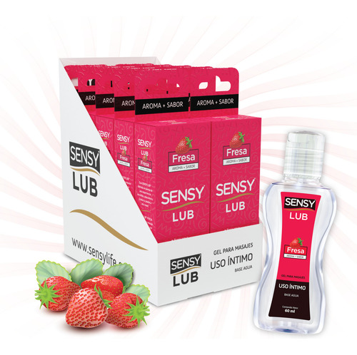 Sensy Lub - Pack De 10 -gel De Fresa Para Masaje Íntimo-60ml