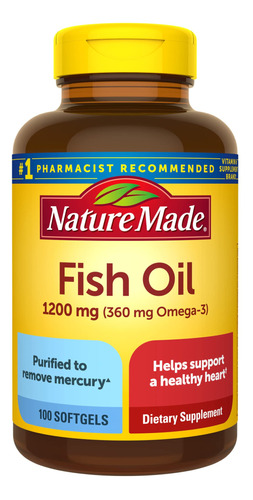 Nature Made Aceite De Pescado Omega-3,  Mg, 100 Cápsulas B.