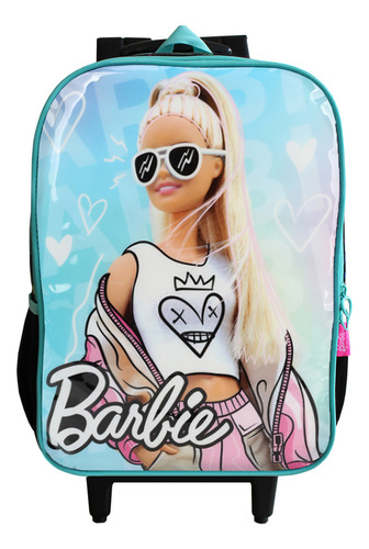 Mochila Escolar De Rodas Barbie Infantil Luxcel Feminina Cor Azul