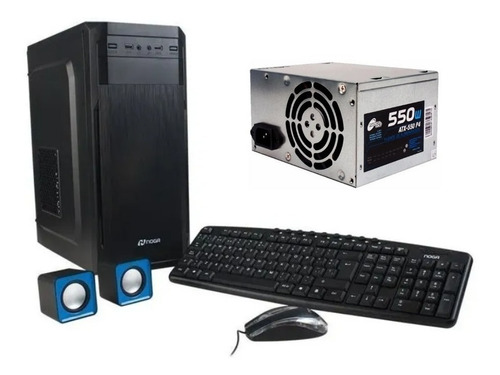 Combo Kit Gabinete Pc Fuente 550w Teclado Mouse 2 Parlantes