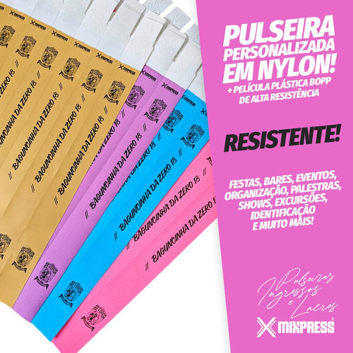 Pulseira Identificação Nylon Impressão Simples . 250 Unids