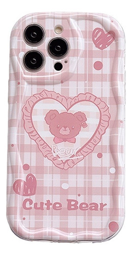 Para Iphone15pro/14/11 Cartoon Bear Check Case