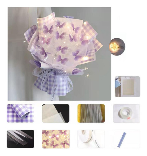 Conjunto De Materiais Para Buquê De Violeta 11 Borboleta