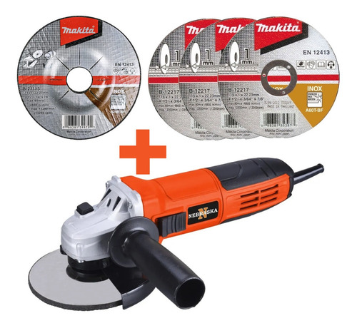 Amoladora 115mm Nebraska Nemea06115 700w + Discos Makita