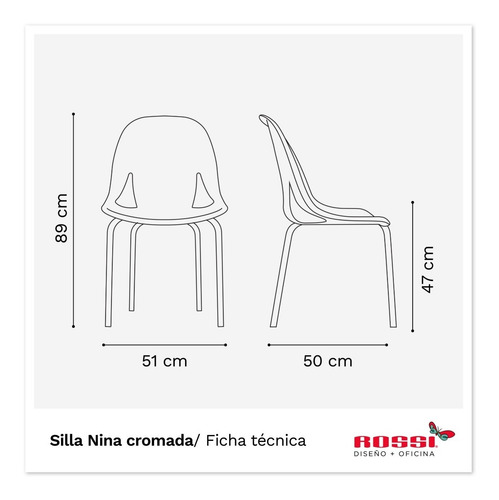 Imagen 7 de 7 de Silla De Comedor Diseño Nina Patas Cromadas 3 Años De Garant