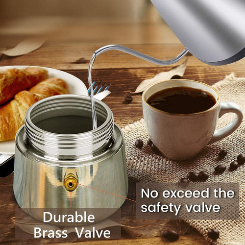 Cafetera Espresso Acero Inoxidable 300ml 6 Tazas Moka Pot