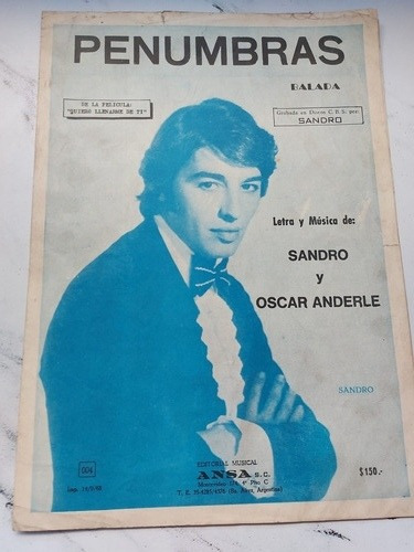Imagen 1 de 3 de Penunbras. Sandro Y Oscar Anderle. Partitura. 52072.