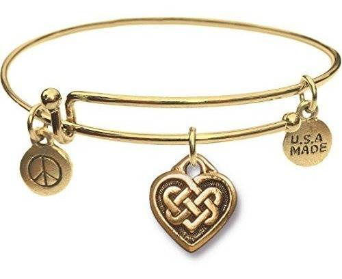 Brazalete - Goldtone Bangle Bracelet And Celtic Heart Charm