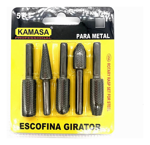 Set Juego 5 Brocas Escofina Para Metal 1/4 Max 20.000 Rpm