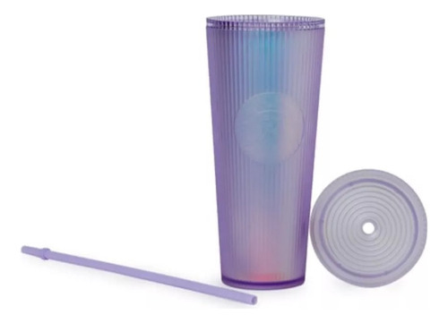 Vaso Stripe Tumbler Starbucks Morado Rayas, Acrílico Popote 