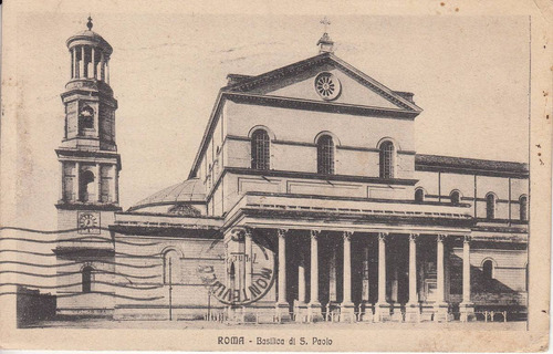 1924 Postal Basilica De Roma Italia Cursada A Uruguay Sello