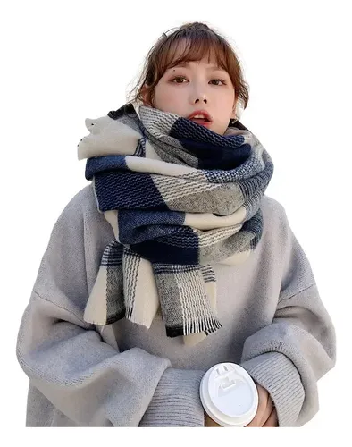 Bufanda A Cuadros Azules Japoneses De Nuevo Estilo Para Muje