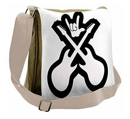 Bolso De Mensajero - Ambesonne Rock Music Bag, Guitars Hand 