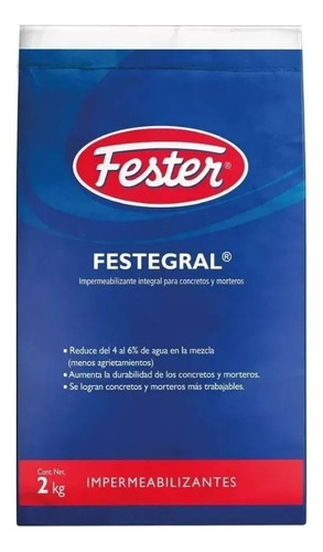 Impermeabilizante Cementoso Fester Festegral 2kg Gris