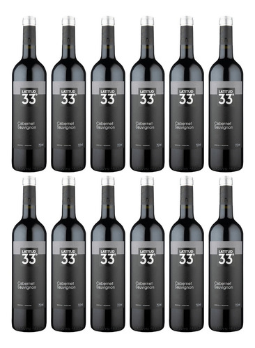 Vinho Argentino Latitud 33 Cabernet Sauvignon 750ml Kit 12