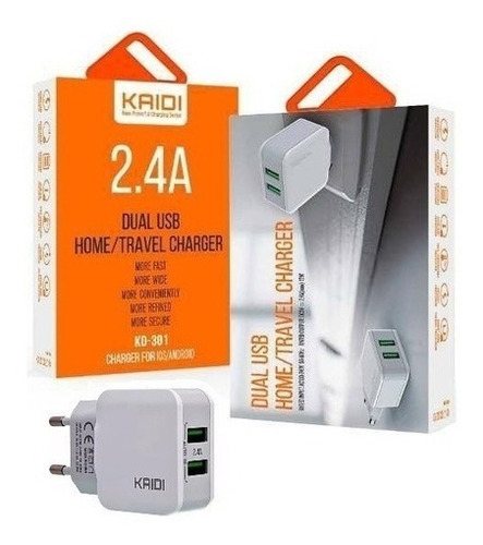 Carregador Rápido Com Cabo V8 2/usb Turbo Celular De Parede Cor Branco