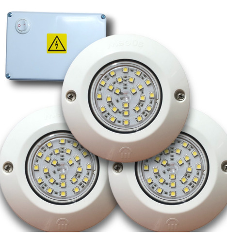 3 Luces Led Para Piletas 9w Blancas Listas Para Instalar