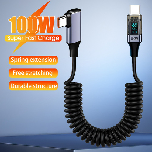 Cable De Datos De Resorte Usb C A Tipo C, Cables De Carga De