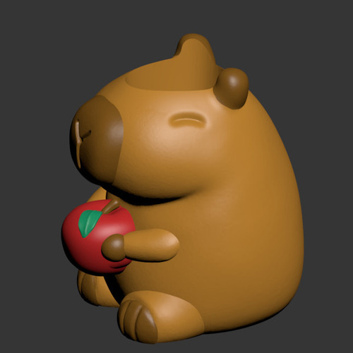 Molde Para Maceta Capibara Con Manzana 10cm Alto - Tienda3d Cualquiera Capibara Con Manzana