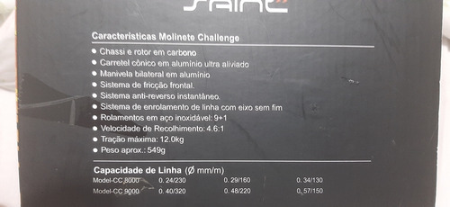 Molinete Challenge 9000 Carbon Long Cast (semi-novo) Preto Esquerdo (Usado)