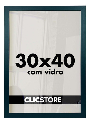 Moldura 30x40 Foto Quadro Com Vidro Poster Porta Certificado Cor Preto Liso