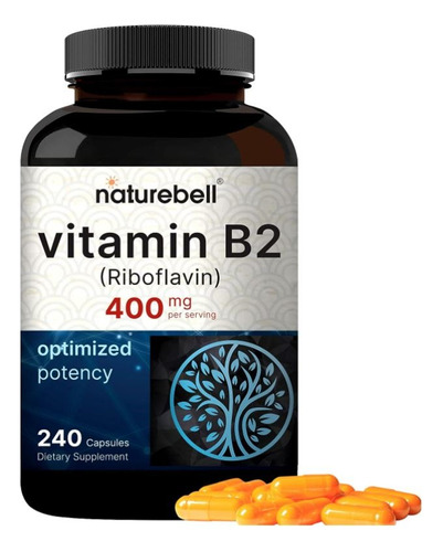 Vitamina B2 Riboflavina 400 Mg Naturebell 240 Caps Globulos Sabor Neutro