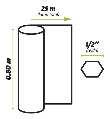 Imagen 2 de 5 de Tejido Malla Hexagonal Galv. 1/2' X 0.80 Mt. X 25 Mts Kroner