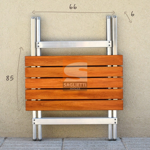 Imagen 7 de 9 de Mesa Plegable Aluminio Madera 75x66 Balcon Jardin Camping