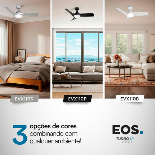 Ventilador De Teto Eos C/ Controle 150w Preto Evx110p 127/220V