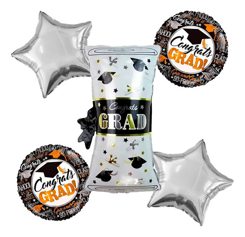 Decoracion Globos Circular Graduado Grado Diploma Plateado