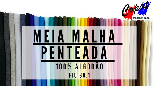 Tecido Meia Malha 100% Algodão 1 Metro Cardada Varias Cores
