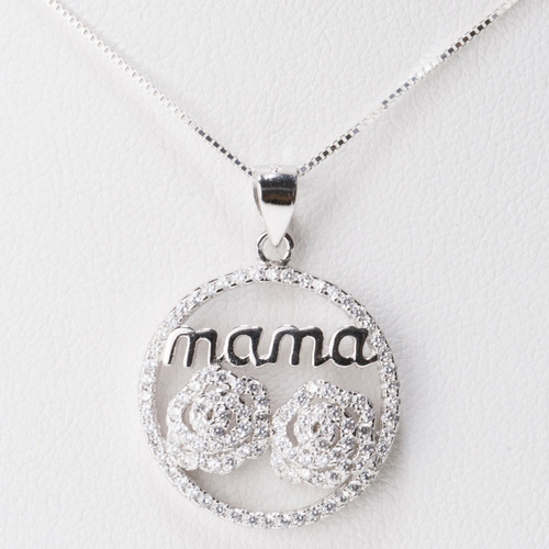 Dije De Plata Con Zirconias Mamá Y Rositas 