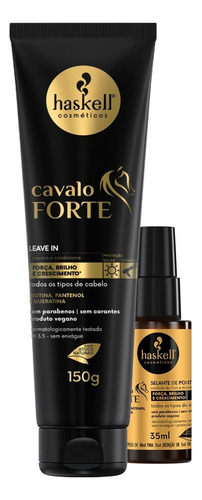 Kit Haskell Cavalo Forte Leave-in 150g + Selante De Pontas