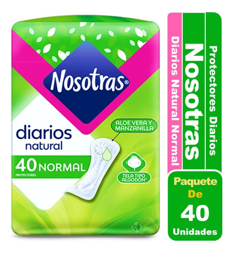 Protectores Nosotras Diarios Natural Normal Tela Suave 40 Un