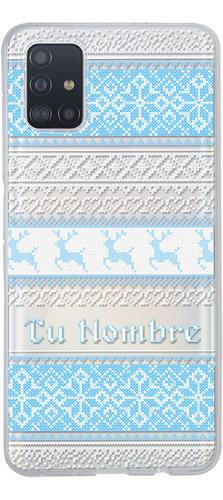 Funda Para Galaxy Ugly Sweater Azul Navideño Con Tu Nombre