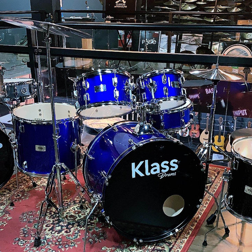 Bateria Acústica Klass Drums Power Blue Bumbo 22