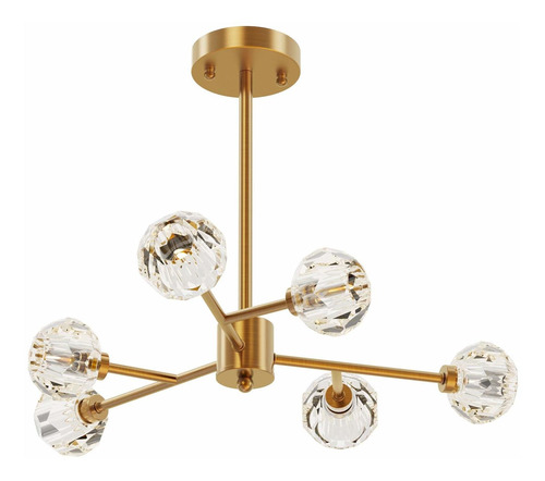 Seol-light Retro Brass Sputnik Crystal Ball Shade Semi 6