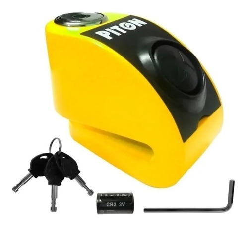 Imagen 1 de 8 de Candado Traba Disco 6mm Candado Moto Con Alarma Piton Z6