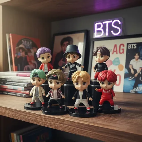 Tiny Tan Bts Coleção 7 Bonecos Com Base Jung-kook, V, Jimin