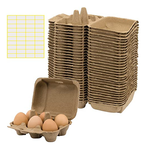 Cartones De Huevos De Papel Para 40 Unidades Con Etiquetas