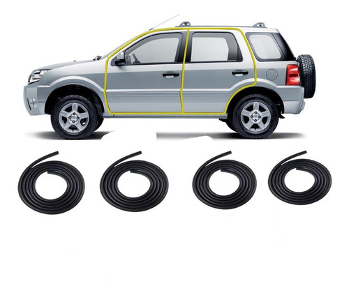 Kit Borrachas Vedação, Ecosport 2003 2004 2005 2006 4 Portas