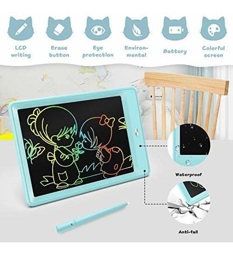 Imagen 2 de 6 de Tablet De Escritura Lcd A Color Para Niños Y Niñas - Blue