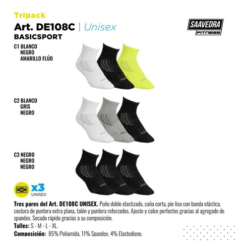 Medias Sox ® Caña Corta Pack X 3 Hombre Mujer Running Ciclismo