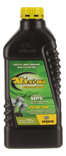 Aceite Máxima Viscosidad Mineral 25w60 Bardahl 1l